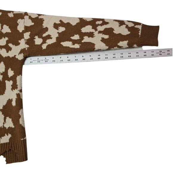 Willow & Root Buckle Knit Sweater Hooded Animal Print Frayed Hem Size XS - Picture 8 of 8